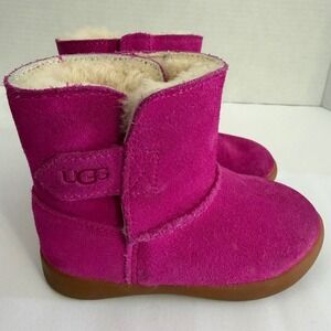 UGG Keelan Pink Suede Sheepskin Lining Toddler Boots 1096089T Kids Size 6